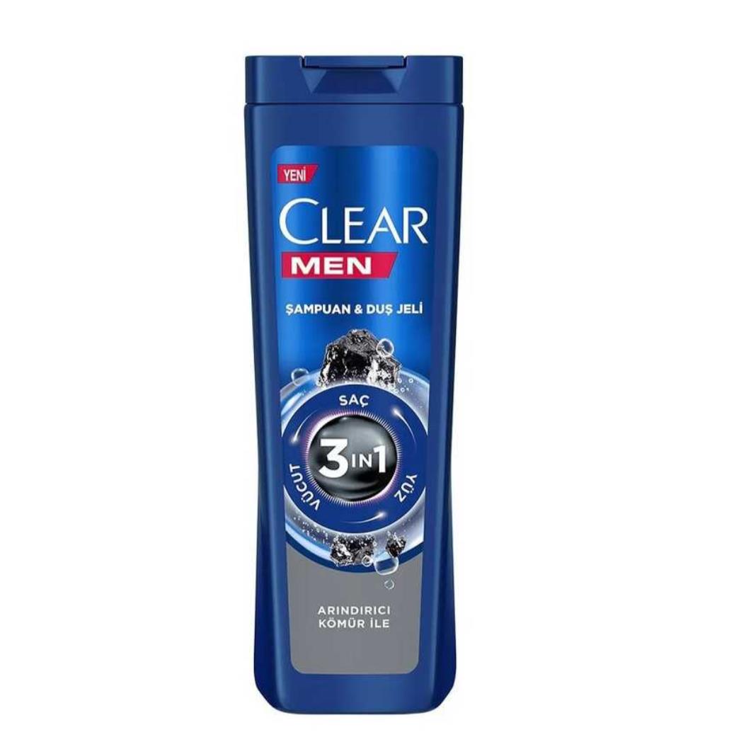 CLEARCLEAR MEN 3 İN 1 ŞAMPUAN & DUŞ JELİ ARINDIRICI KÖMÜR 350 ML