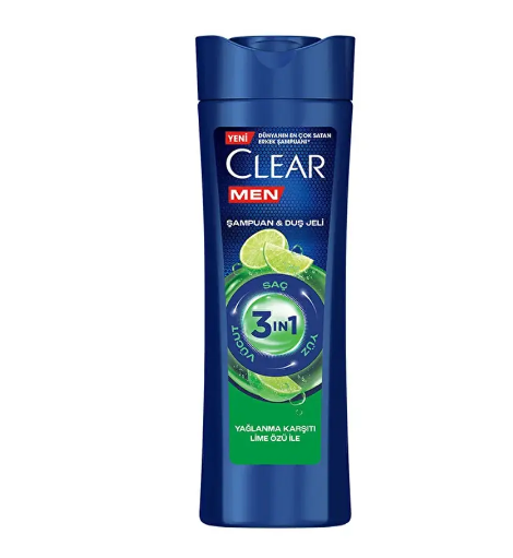 CLEARCLEAR MEN 3IN1 YAĞLANMA KARŞITI LİME ÖZLÜ ŞAMPUAN & DUŞ JELİ 350 ML
