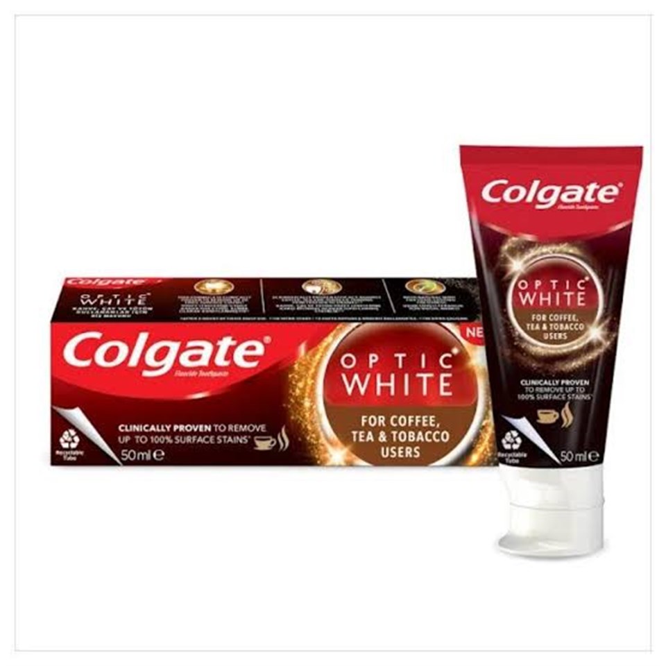 COLGATE OPTİC WHİTE KAHVE,ÇAY VE TÜTÜN KULLANANLAR İÇİN BEYAZLATICI DİŞ MACUNU 50 ML