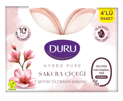 DURUDURU HYDROPURE SAKURA ÇİÇEĞİ ŞEFFAF CİLT BAKIM SABUNU 135 G 4'LÜ PAKET