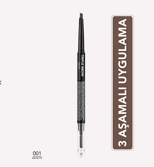 FLORMARFLORMAR TRİPLE BROW 3'Ü 1 ARADA AÇILI UÇLU FIRÇA BAŞLIKLI ASANSÖRLÜ KAŞ KALEMİ - 01