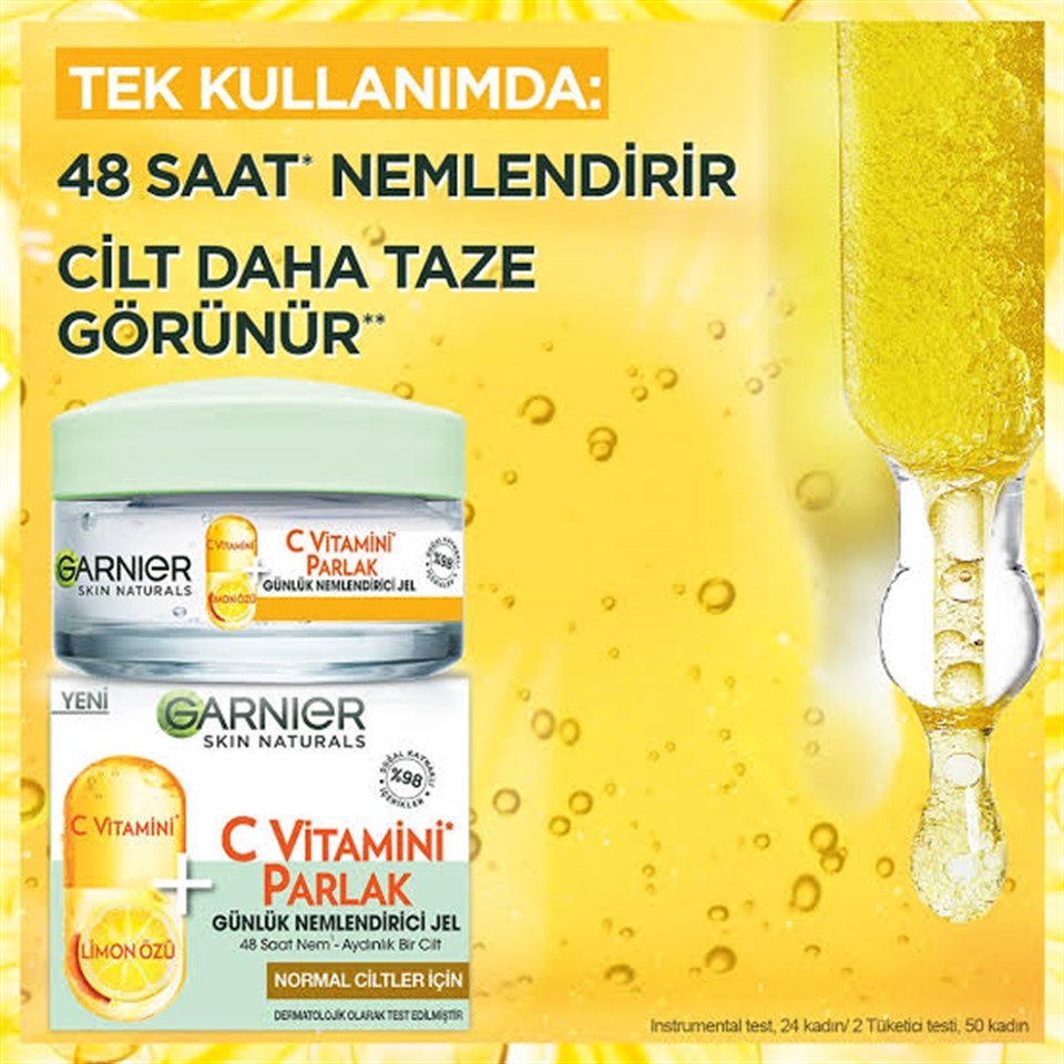 GARNİER C VİTAMİNİ PARLAK GÜNLÜK NEMLENDİRİCİ JEL 50ML