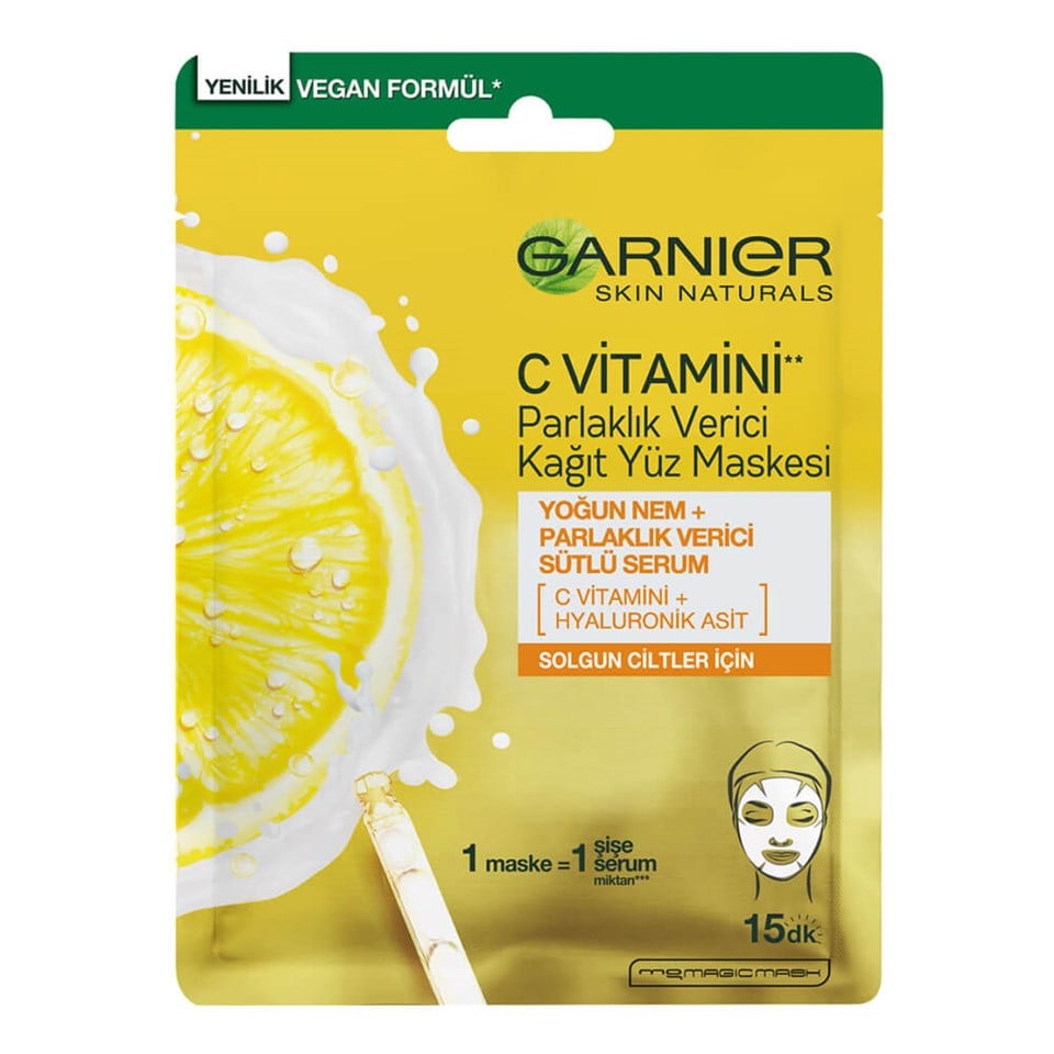 GARNİER C VİTAMİNİ PARLAKLIK VERİCİ KAĞIT YÜZ MASKESİ GARNİER-VİTC
