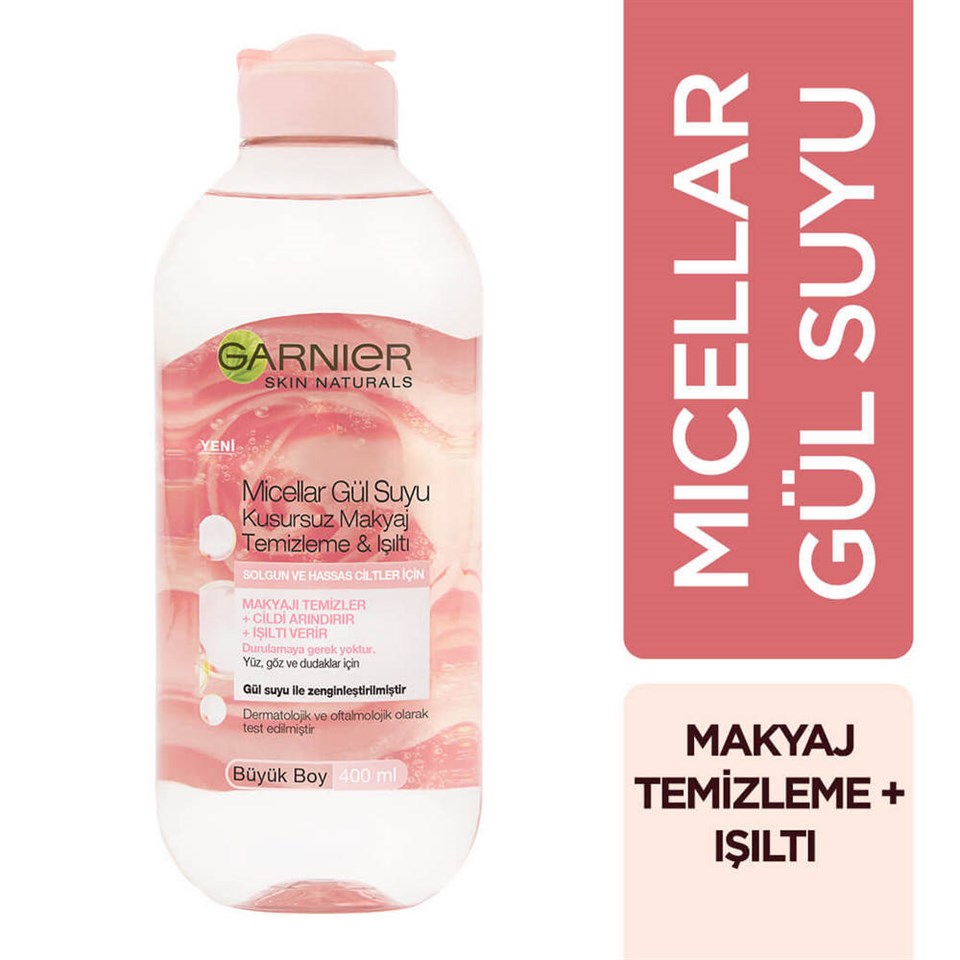 GARNİER MİCELLAR GÜL SUYU KUSURSUZ MAKYAJ TEMİZLEME & IŞILTI 400 ML