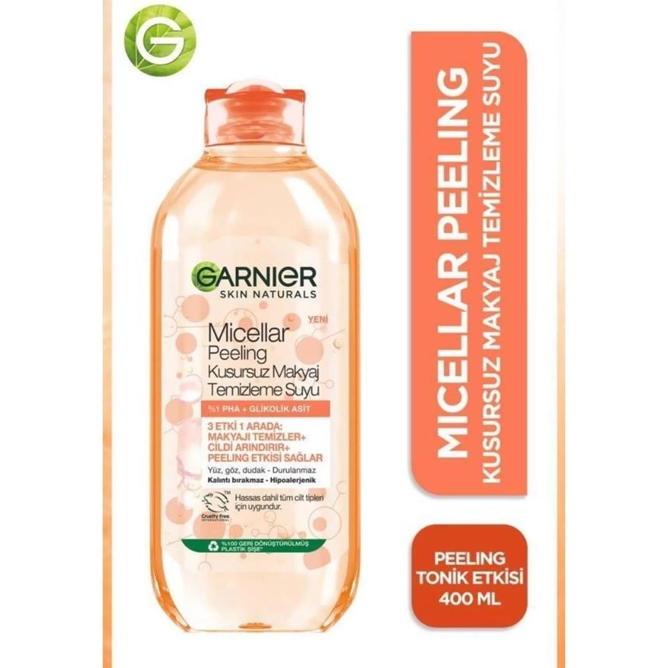 GARNİER MİCELLAR PEELİNG KUSURSUZ MAKYAJ TEMİZLEME SUYU 400 ML
