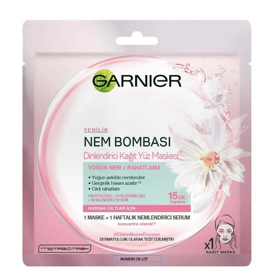 GARNİER NEM BOMBASI DİNLENDİRİCİ KAĞIT MASKE