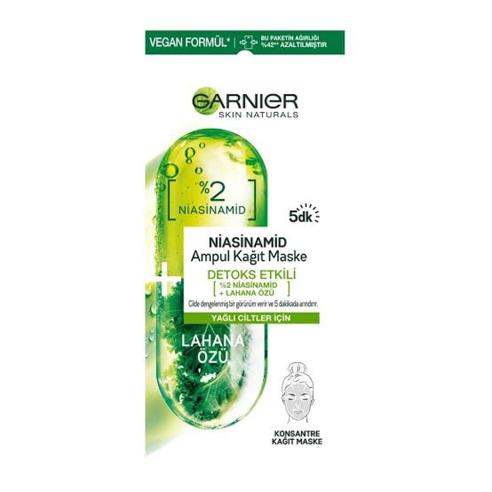 GARNİER NİASİNAMİD DETOKS ETKİLİ AMPUL KAĞIT MASKE