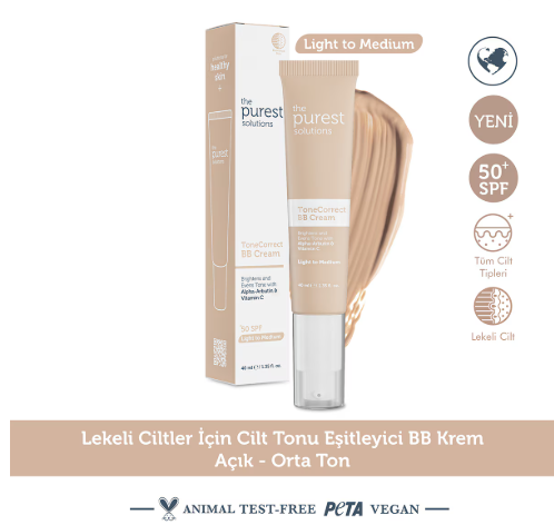 Güneş ÜrünleriTHE PURESTTHE PUREST SOLUTİONS TONE CORRECTOR BB KREM LİGHT 40 ML