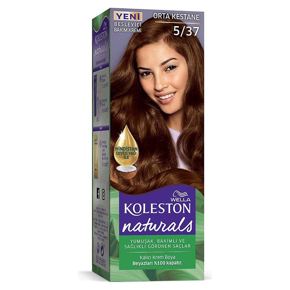 KOLESTON NATURALS SAÇ BOYASI ORTA KESTAN 5,37