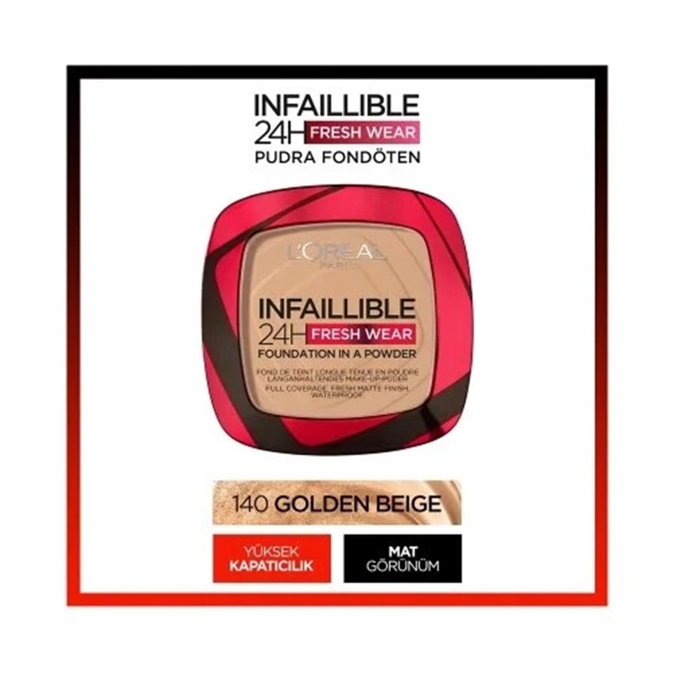 L'ORÉAL PARIS INFAILLIBLE 24H FRESH WEAR PUDRA FONDÖTEN 140 GOLDEN BEIGE