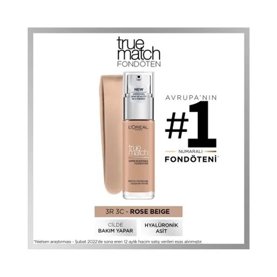 L'ORÉAL PARIS TRUE MATCH CILT BAKIM ETKILI FONDÖTEN 3R3C3K BEIGE ROSE