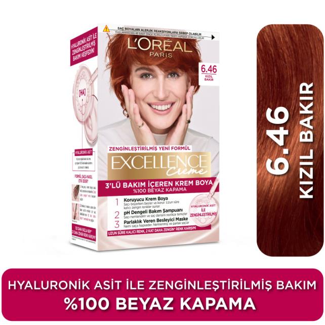 LOREAL EXELLENCE SAÇ BOYASILOREAL PARİS EXCELLENCE CREAM  BOYA 6,46 KIZIL BAKIR