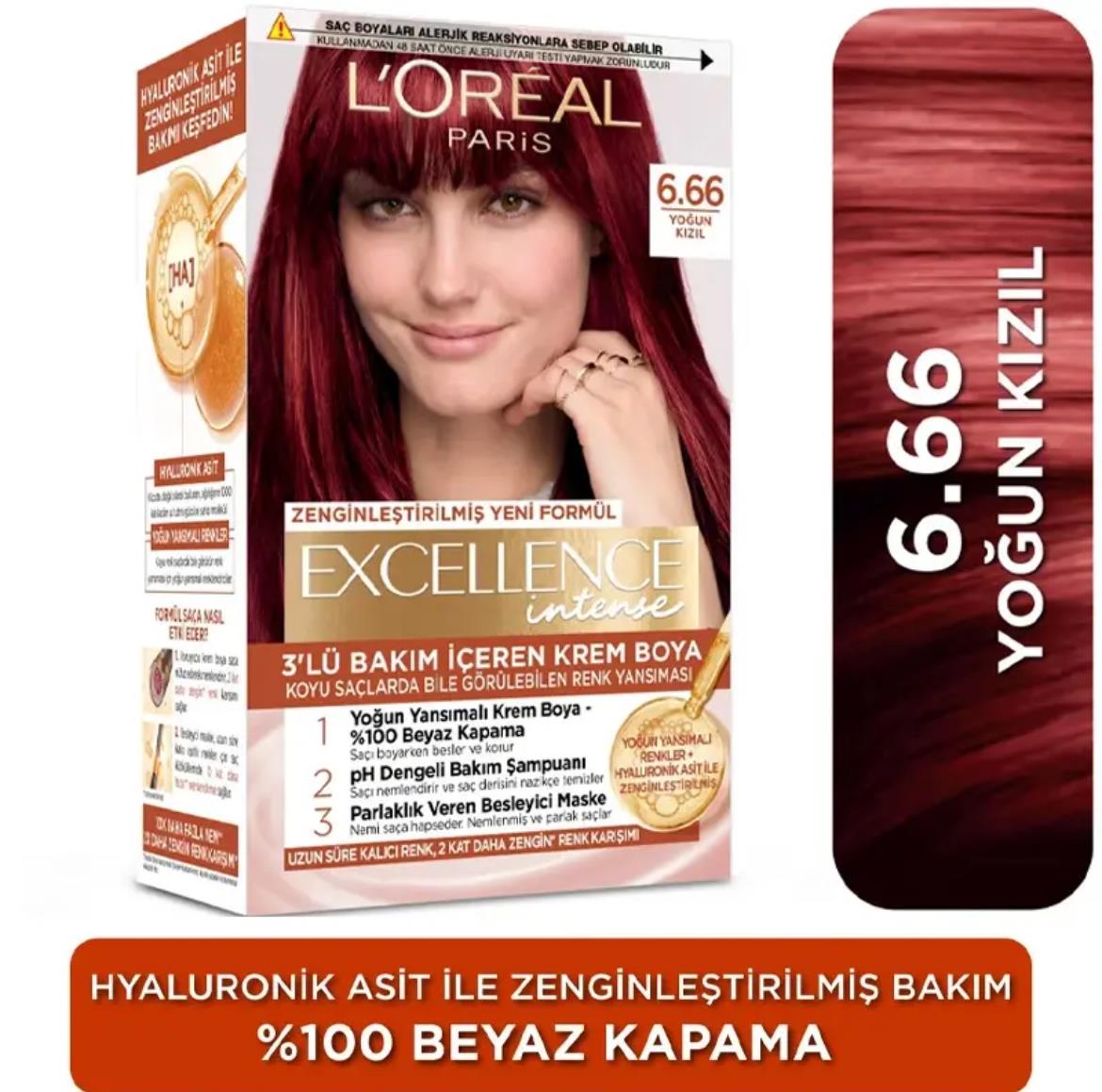 LOREAL EXELLENCE SAÇ BOYASILOREAL PARİS EXCELLENCE CREAM  BOYA 6,66 ŞARAP KIZILI