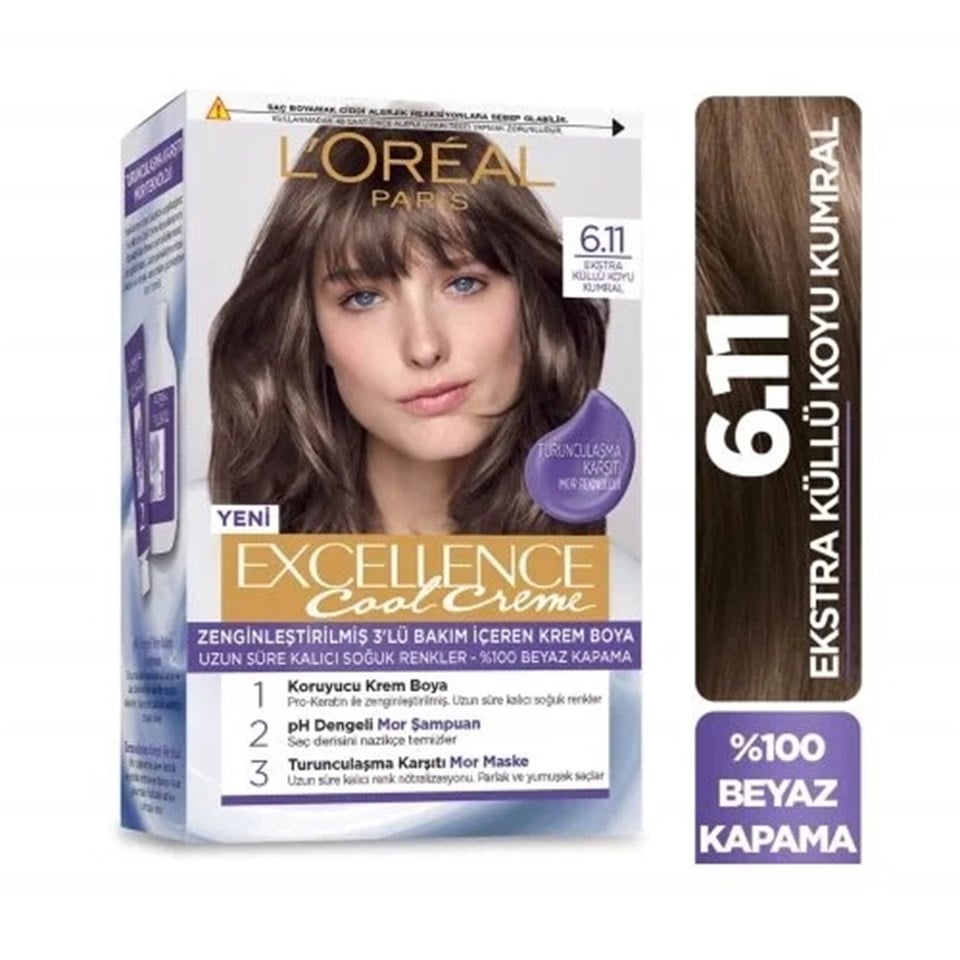 LOreal Paris Excellence  Cool Cream  Boya 6,11 Ekstra Küllü Koyu Kumral