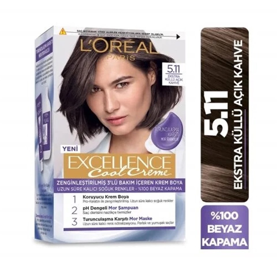 LOreal Paris Excellence Cool  Cream  Boya 5,11 Ekstra Küllü Açık Kahve
