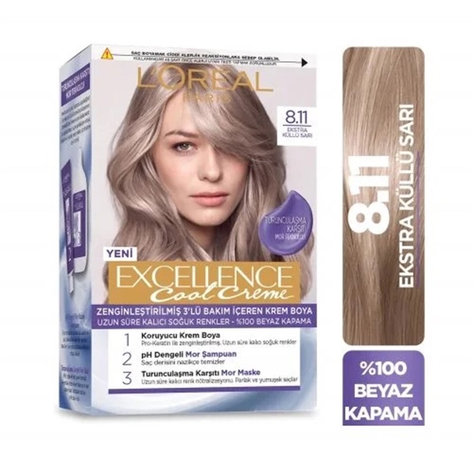 LOreal Paris Excellence  Cool Cream  Boya 8,11 Ekstra Küllü Sarı 
