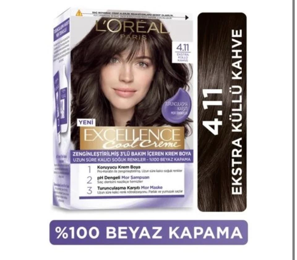 LOREAL PARİS EXCELLENCE COOL CREME 4,11 EKSTRA KÜLLÜ KAHVE