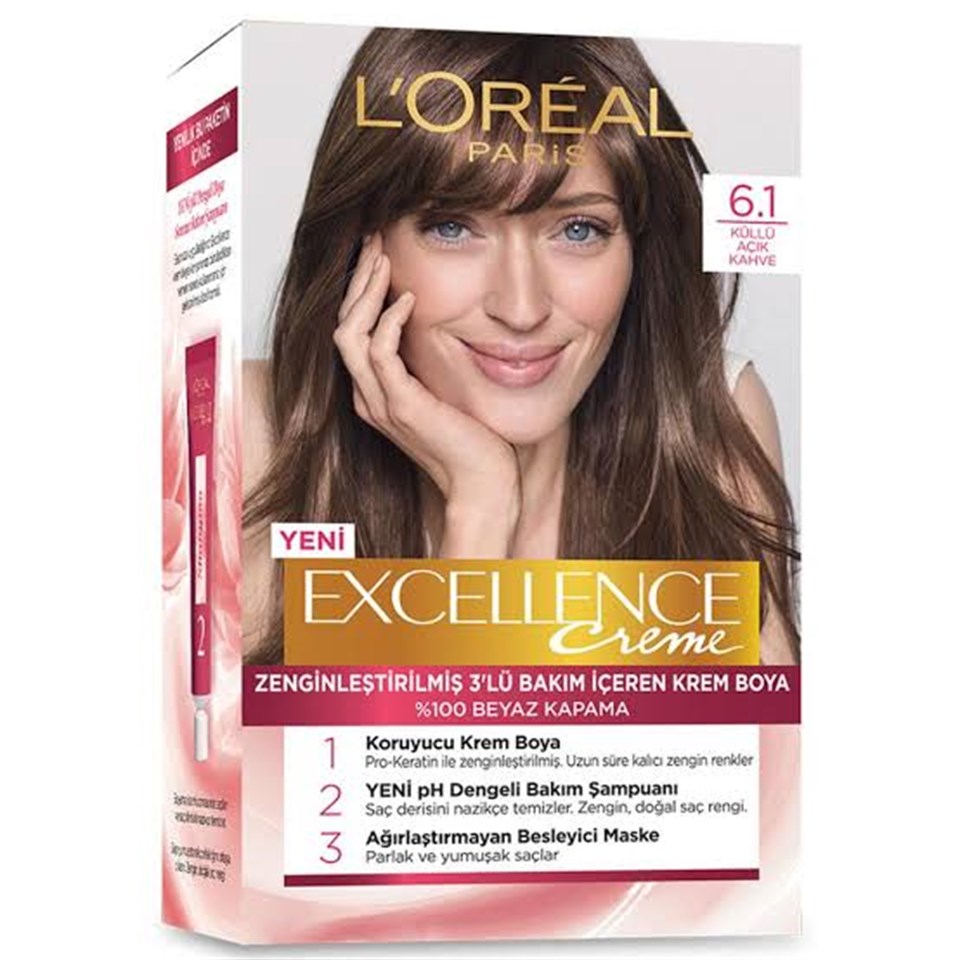 LOreal Paris Excellence Cream  Boya 6,1 Küllü Açık Kahve 