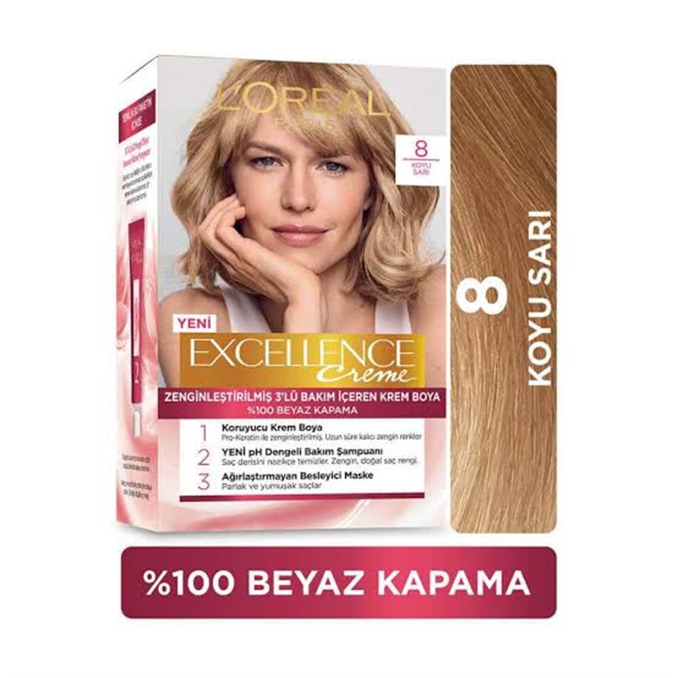 LOreal Paris Excellence Cream  Boya 8 Koyu Sarı