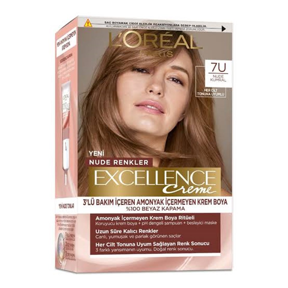 LOREAL PARİS EXCELLENCE CREME NUDE RENKLER SAÇ BOYASI 7U NUDE KUMRAL