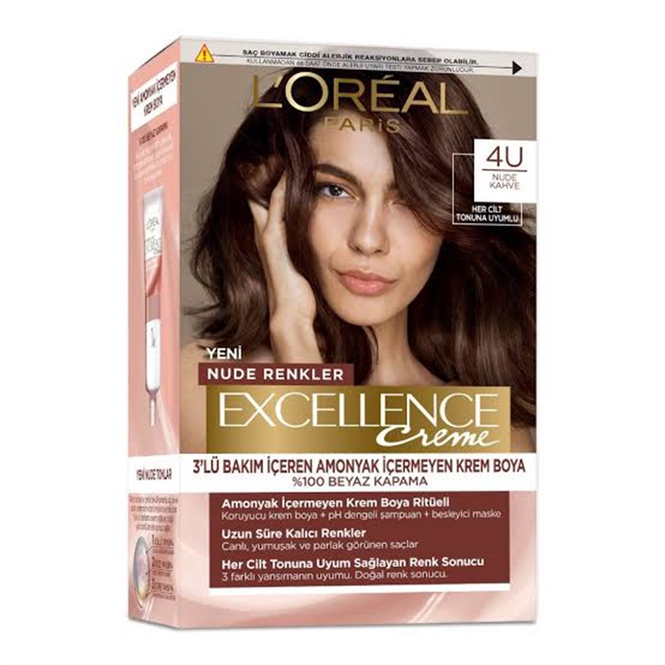 LOREAL PARİS EXCELLENCE CREME NUDE RENKLER SAÇ BOYASI 4U NUDE KAHVE