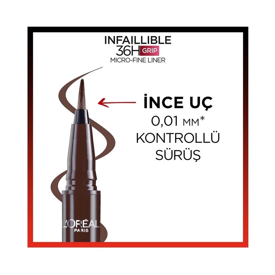 LOREAL PARİS İNFALLİBLE 36H GRİP MİCRO FİNE EYELİNER 02 SMOKEY EARTH