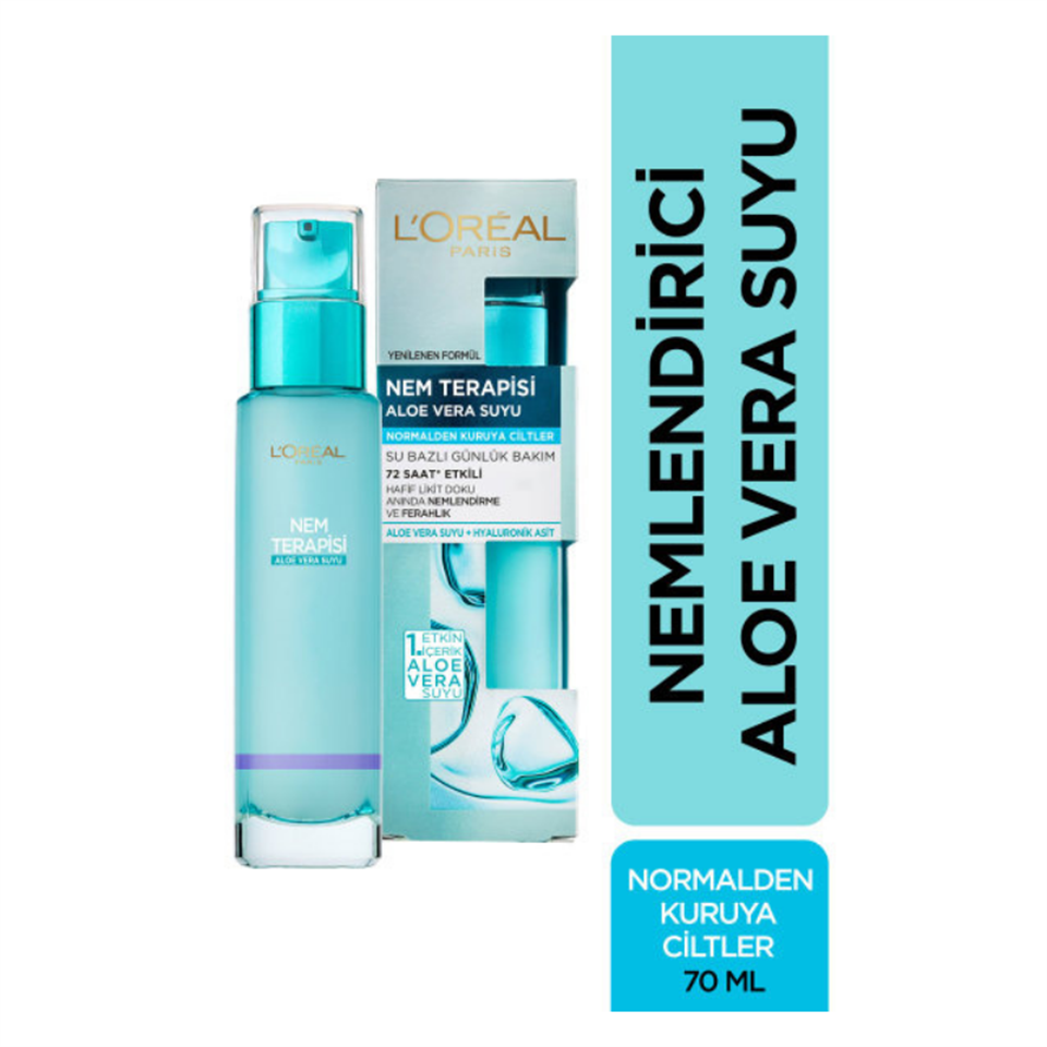 LOREAL PARİS NEM TERAPİSİ ALOE VERA SUYU NORMALDEN KURUYA CİLTLER 70 ML