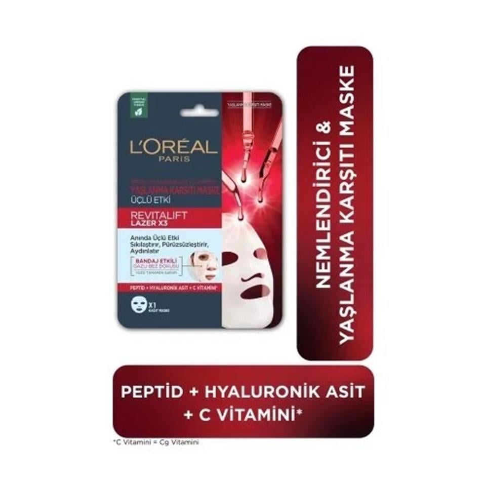 LOREAL PARİS REVİTALİFT LAZER X3 YOĞUN YAŞLANMA KARŞITI MASKE 28GR