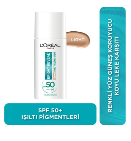 LOREAL PARİSLOREAL PARİS BRİGHT REVEAL SPF 50+ KOYU LEKE KARŞITI RENKLİ FLUİD GÜNLÜK YÜZ GÜNEŞ KREMİ 50ML - LİGHT