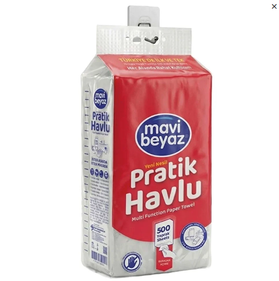 MarkasızlarMAVİ BEYAZ PRATİK HAVLU – ASMA APARATLI, 500 YAPRAK