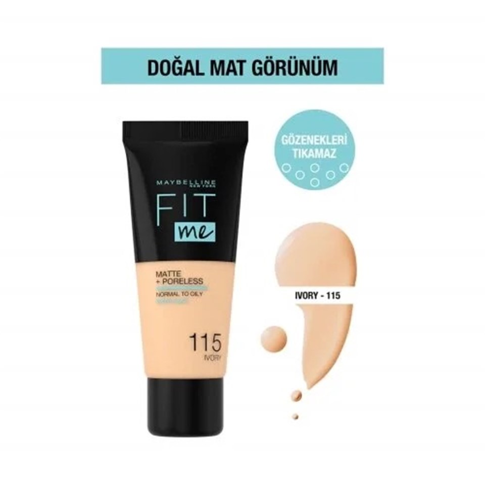 MAYBELLİNE NEW YORK FİT ME MATTE+PORELESS FONDÖTEN 115 NATURAL IVORY