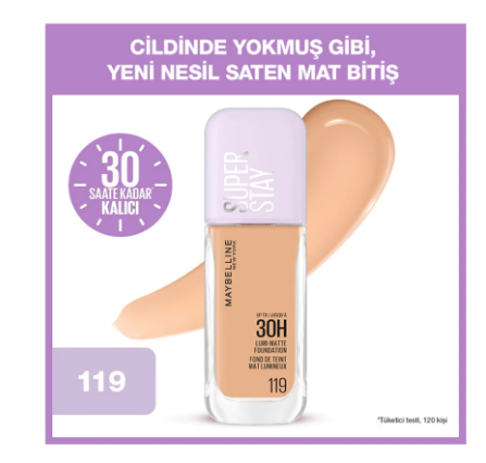 MAYBELLİNE NEW YORKMAYBELLİNE NEW YORK SUPERSTAY LUMİ MATTE FOUNDATİON 119