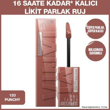 MAYBELLİNE NEW YORKMAYBELLİNE NEW YORK SUPER STAY VİNYL INK UZUN SÜRE KALICI LİKİT PARLAK RUJ  120 PUNCHY