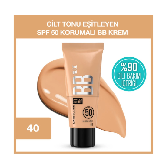 MAYBELLİNE NEW YORKMAYBELLİNE NEW YORK FİT ME NUDE CİLT BAKIMI ETKİLİ NEMLENDİRİCİ SPF50 BB KREM 30 ML - 40