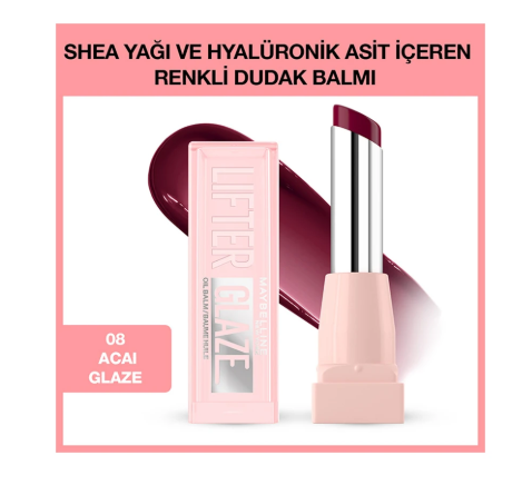 MAYBELLİNE NEW YORKMAYBELLİNE NEW YORK LİFTER GLAZE RENKLİ DUDAK BALMI - 008 ACAİ GLAZE