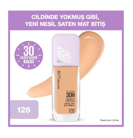 MAYBELLİNE NEW YORKMAYBELLİNE NEW YORK SUPERSTAY LUMİ MATTE FOUNDATİON 126