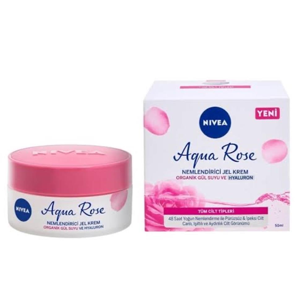 NİVEA AQUA ROSE ORGANİK GÜL SUYU VE HYALURON İÇEREN NEMLENDİRİCİ JEL KREM 50ML