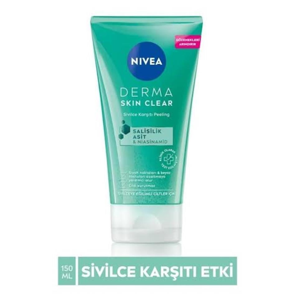NİVEA DERMA SKİN CLEAR SİVİLCE KARŞITI YÜZ TEMİZLEME PEELİNG 150 ML