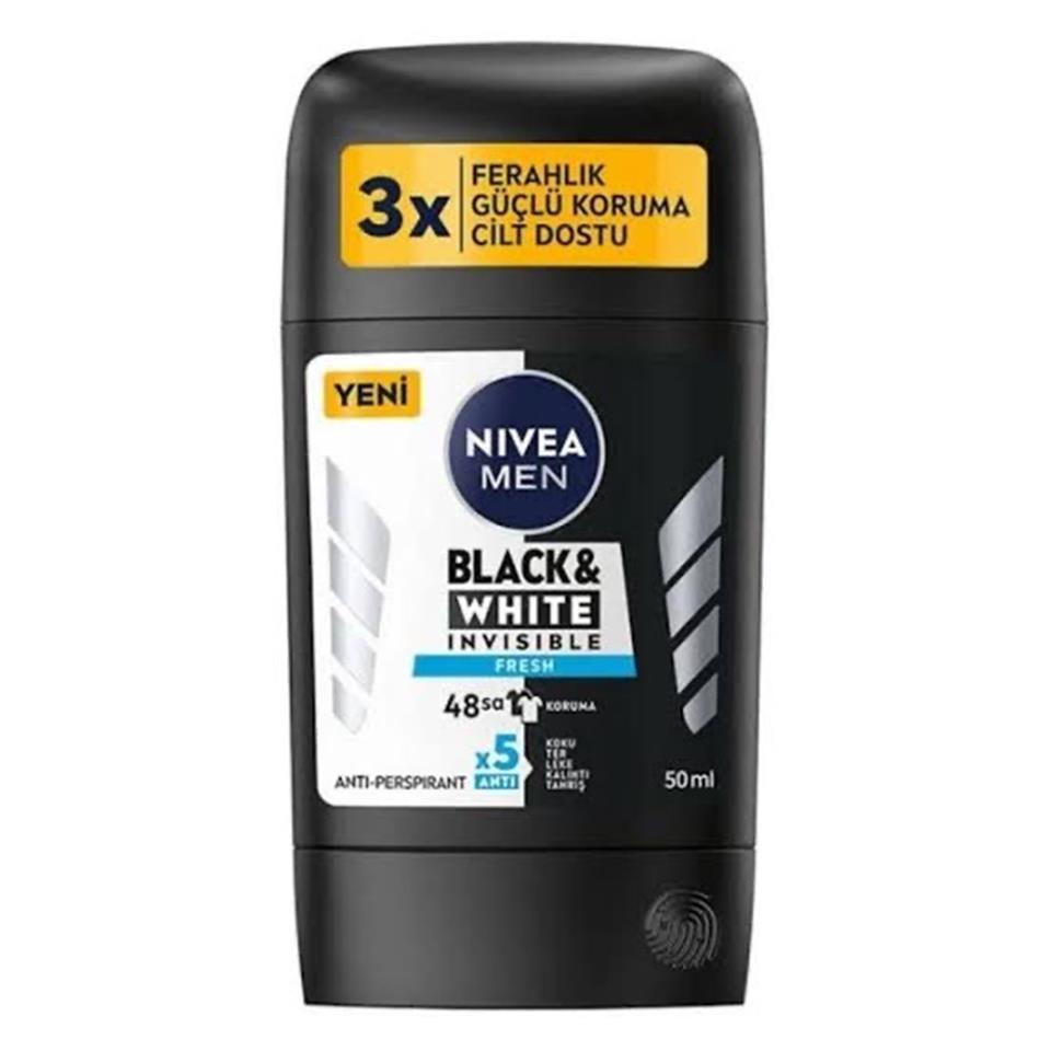 NİVEA MEN ERKEK  BLACK&WHİTE INVİSİBLE FRESH STİCK DEODORANT 50 ML