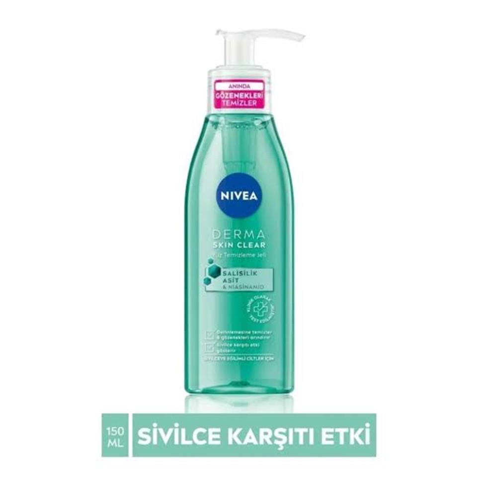 NİVEA YÜZ BAKIM DERMA SKİN CLEAR SİVİLCE KARŞITI YÜZ TEMİZLEME JELİ 150ML