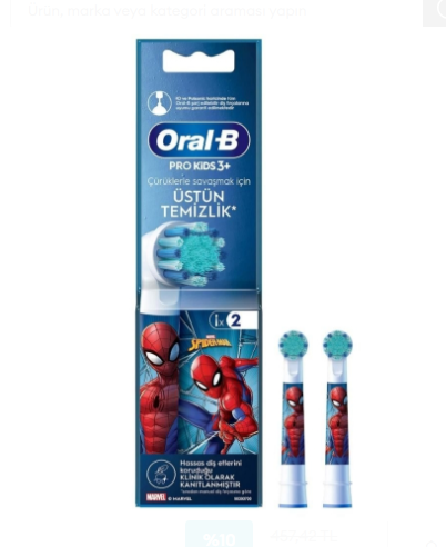 ORAL-BORAL-B PRO KİDS SPİDERMAN ŞARJLI DİŞ FIRÇASI YEDEK BAŞLIĞI 2 ADET