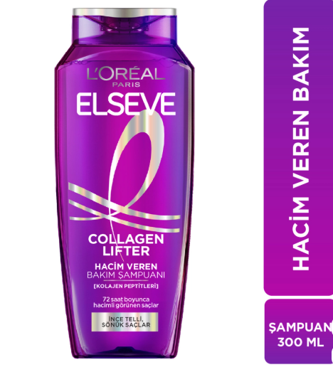 Saç ŞampuanıLOREAL ELSEVELOREAL PARİS ELSEVE COLLAGEN LİFTER (KOLAJEN PEPTİTLERİ) İÇEREN HACİM VEREN SAÇ BAKIM ŞAMPUANI 300 ML
