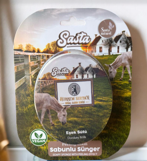 SASTASASTA PEELİNG ETKİLİ  EŞŞEK SÜTÜ SABUNLU SÜNGER