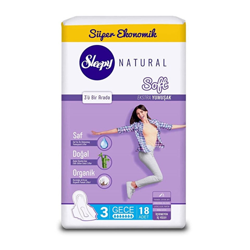 SLEEPY NATURAL SLİM EKSTRA YUMUŞAK GECE  18 PED