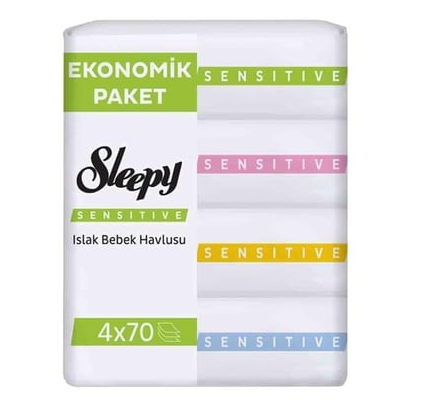 SLEEPYSLEEPY SENSİTİVE ISLAK BEBEK HAVLUSU 4*70 Lİ