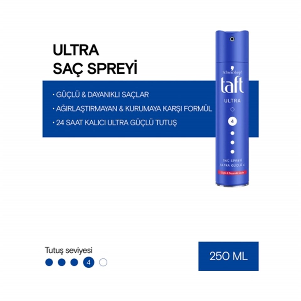 TAFT SAÇ SPREYİ ULTRA 4 NUMARA 250 ML