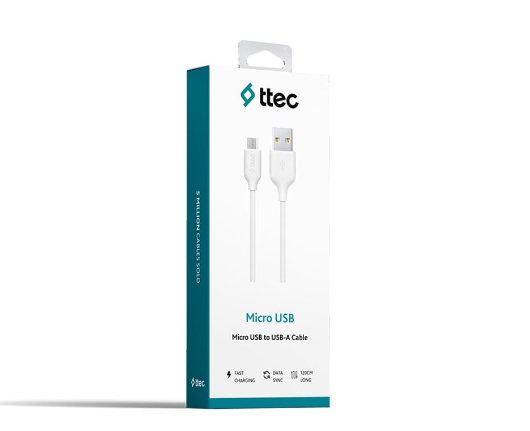 TTECTTEC USB-A - MİCRO USB KABLOSU--  BEYAZ