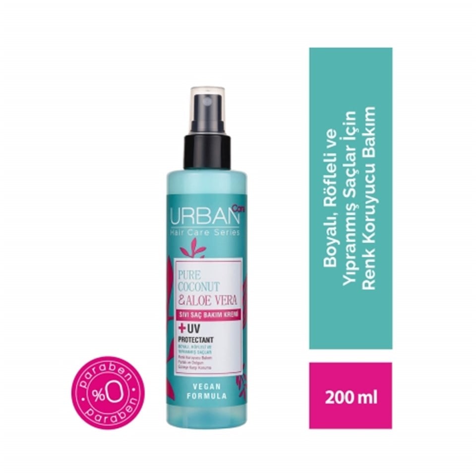 URBAN CARE SAF HİNDİSTANCEVİZİ YAĞI VE ALOE VERA İÇEREN RENK KORUYUCU SIVI SAÇ KREMİ 200 ML