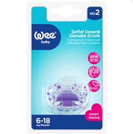 WEE BABYWEE BABY ŞEFFAF DESENLİ DAMAKLI EMZİK 6-18 AY KARMA RENK KOD837
