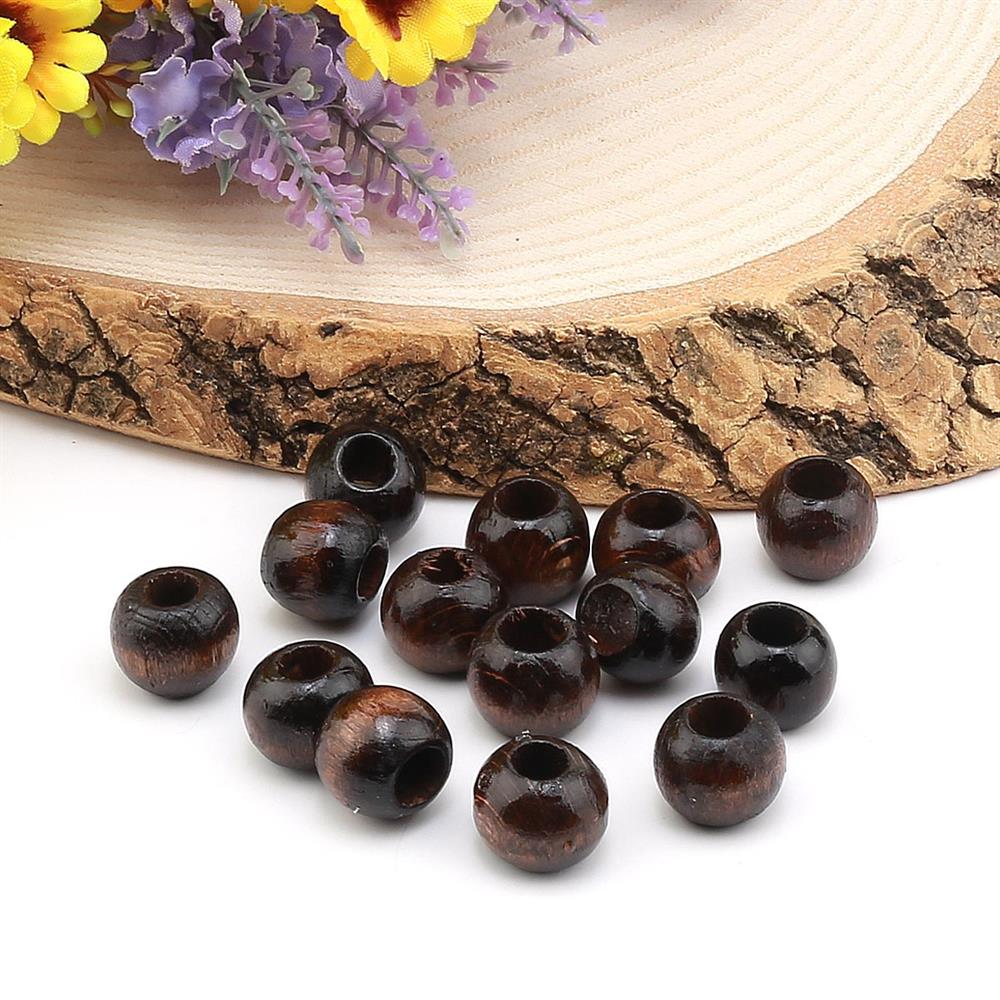 15 mm Koyu Kahverengi Tahta Boncuk (20 Adet)